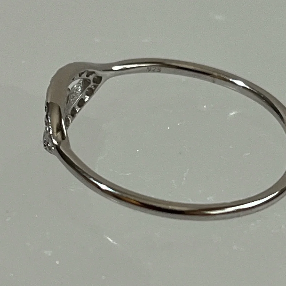 SOLID 925 STERLING SILVER DAINTY EVIL EYE RING CUBIC ZIRCONIA